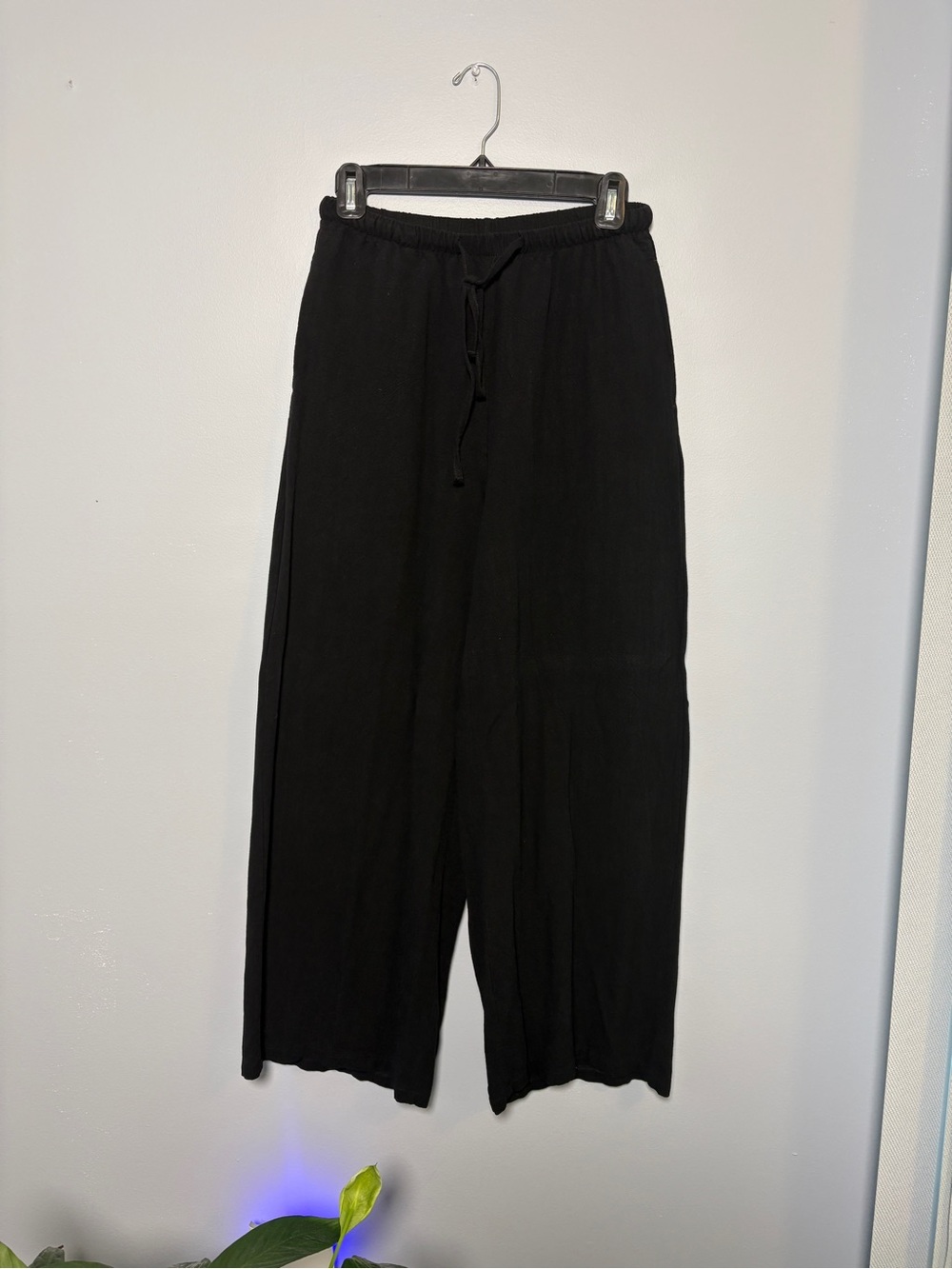 Women's Black Wide-Leg Drawstring Pants
